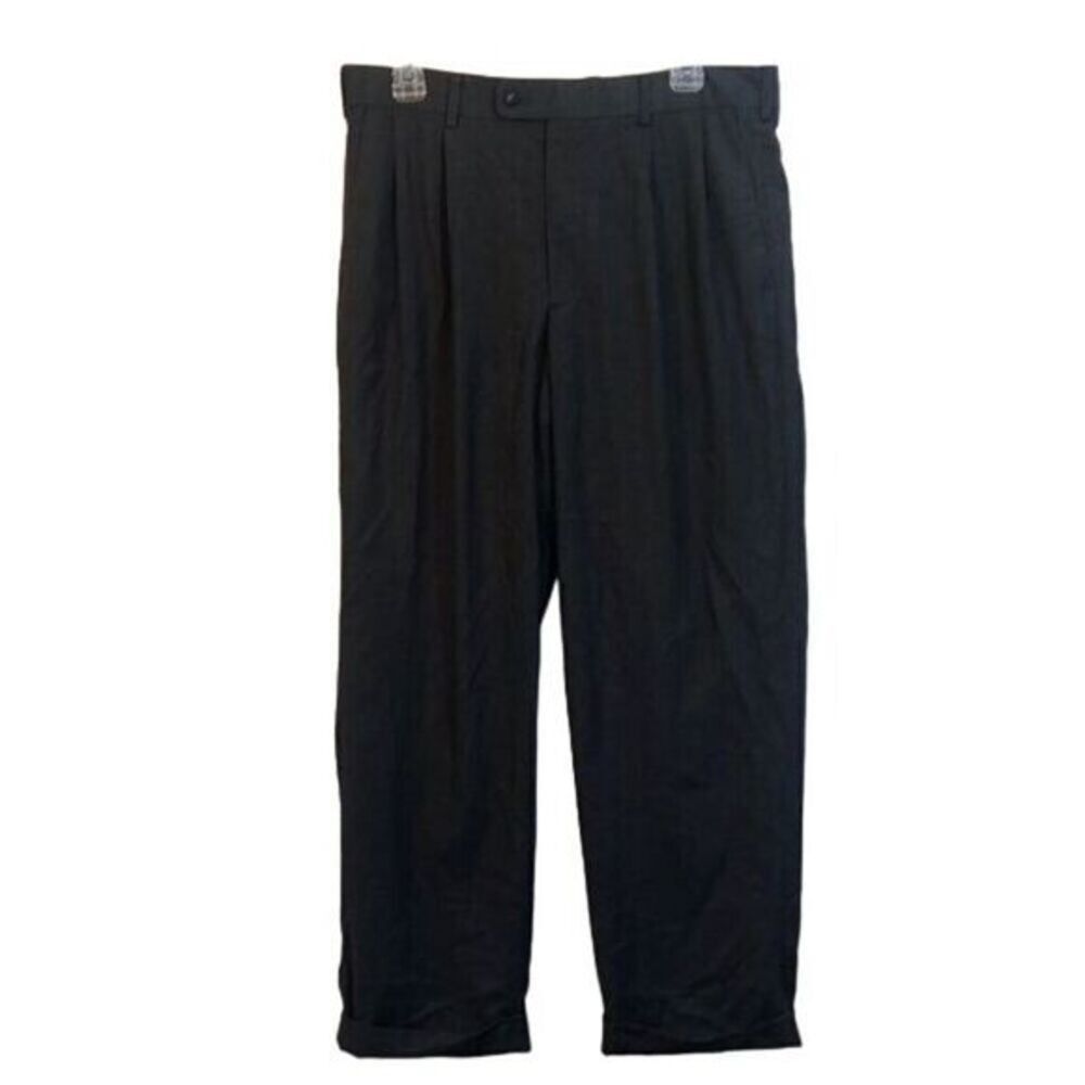 AXIST‎ Mens 34x30 Black Herringbone Pleated Dress Pants Career Office